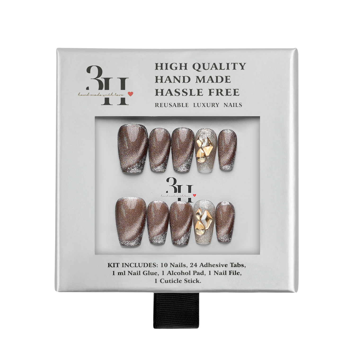 Gilded Mocha - Medium Coffin Press-On Nails