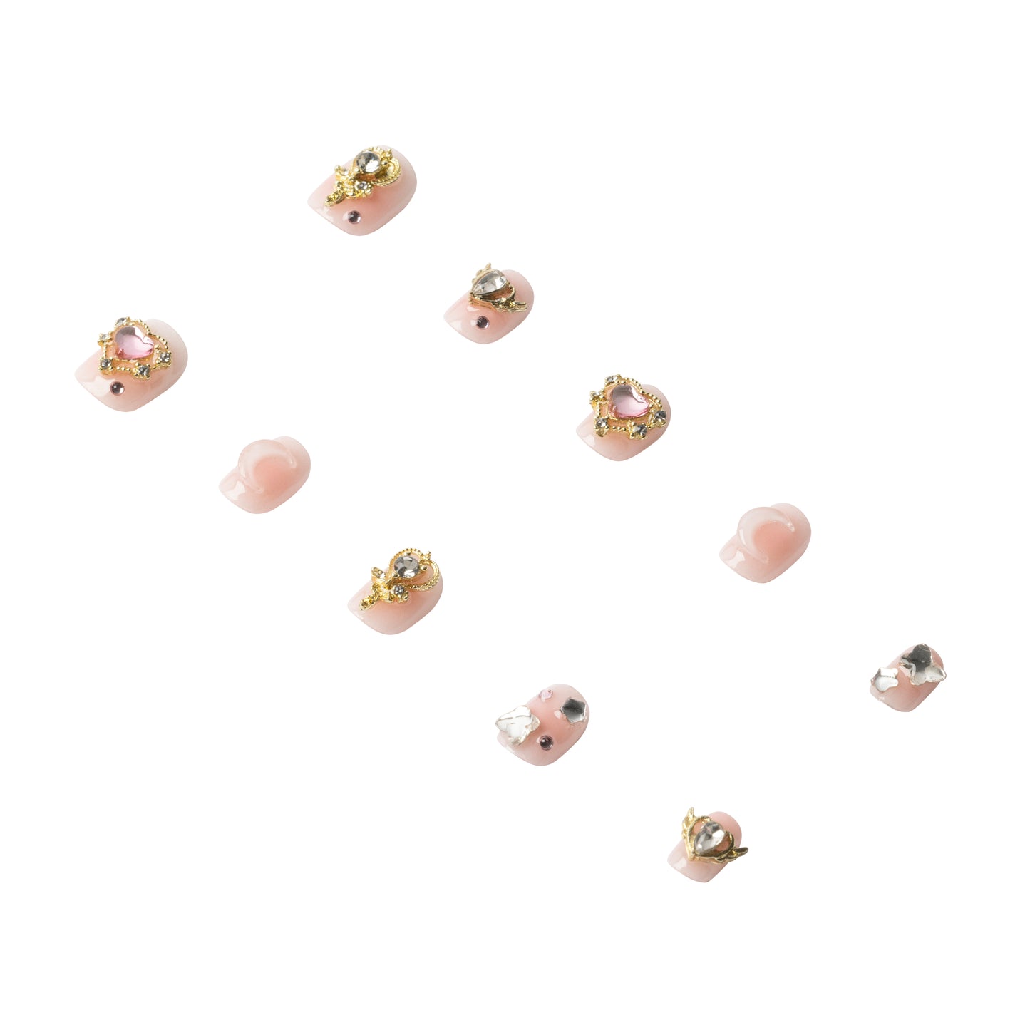 3H Luxury Handmade Press-on Nails - Jeweled Petals