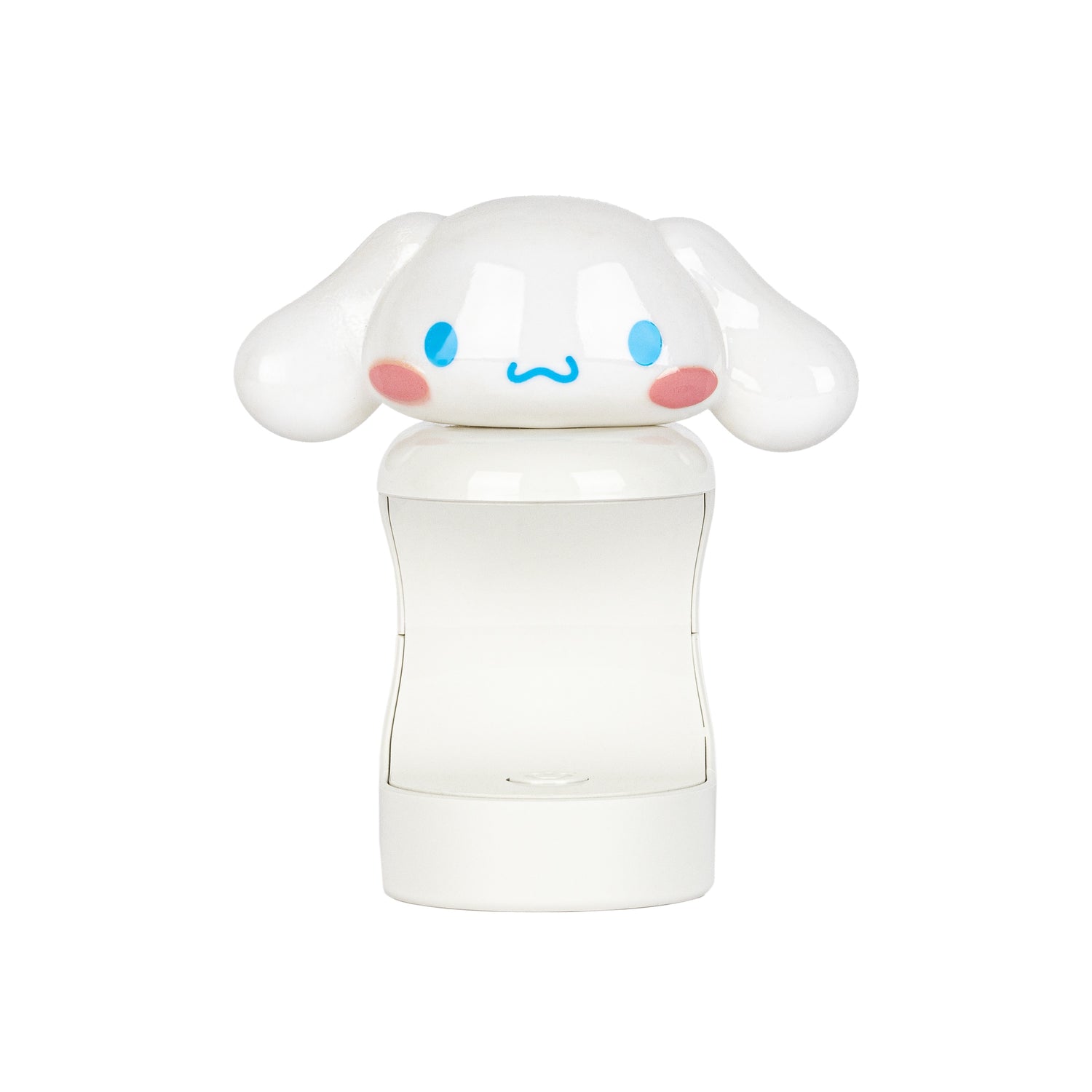 A white Cinnamoroll-themed UV Lamp, , featuring a glossy white body and a character head with blue eyes, pink cheeks, and a blue wavy mouth on top.