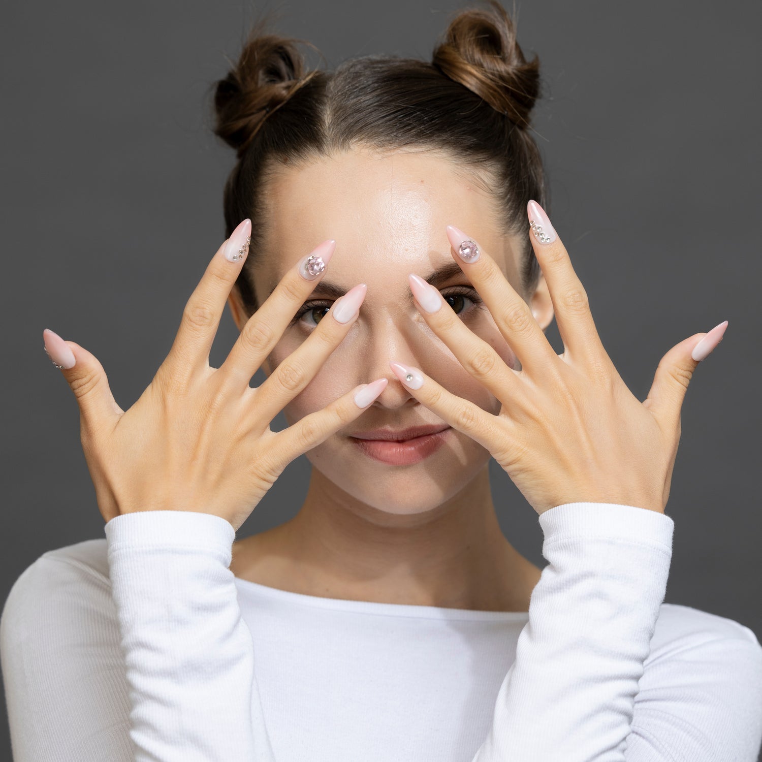 3H Luxury Handmade Press-on Nails - Blush Gem Elegance Nails - 3H Nails