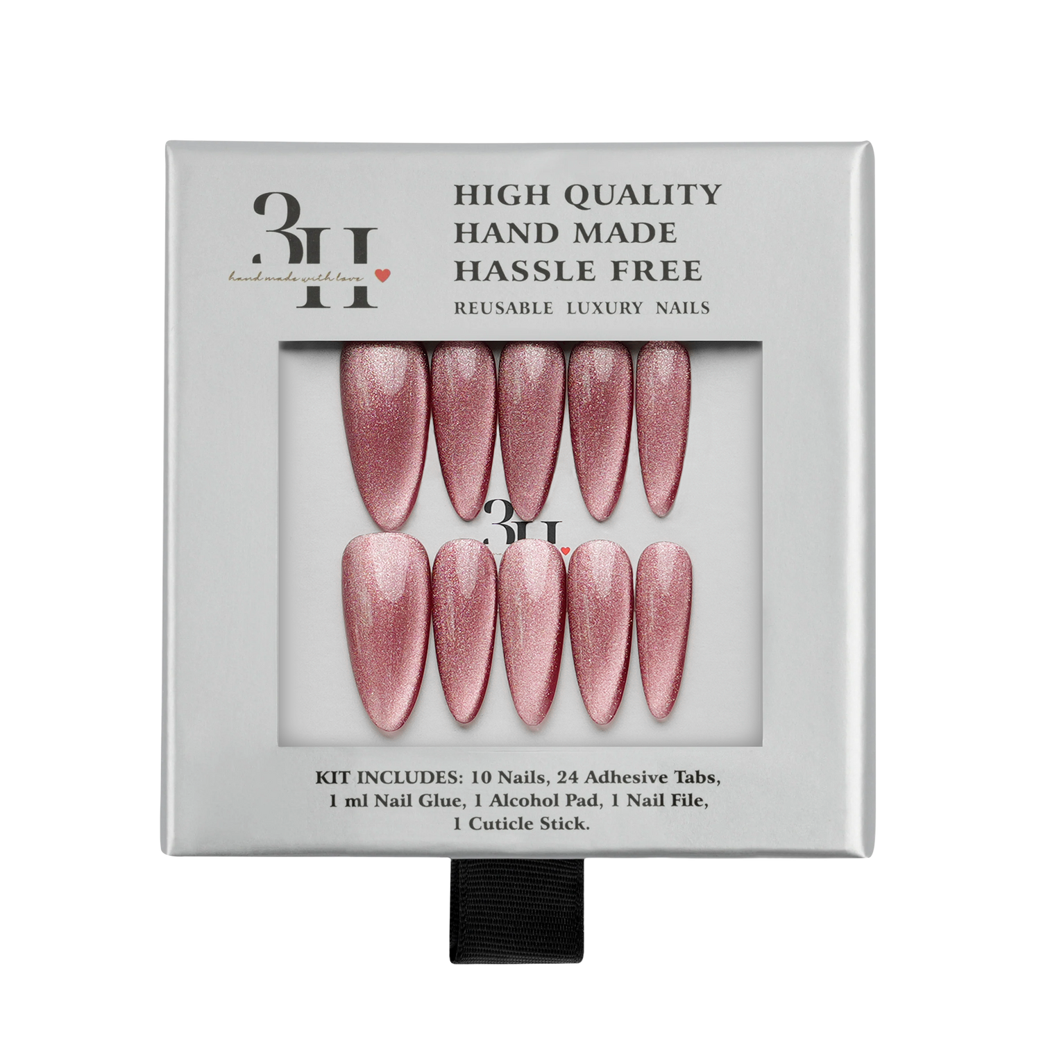 Lucid Crimson – Medium Almond Press-On Nails