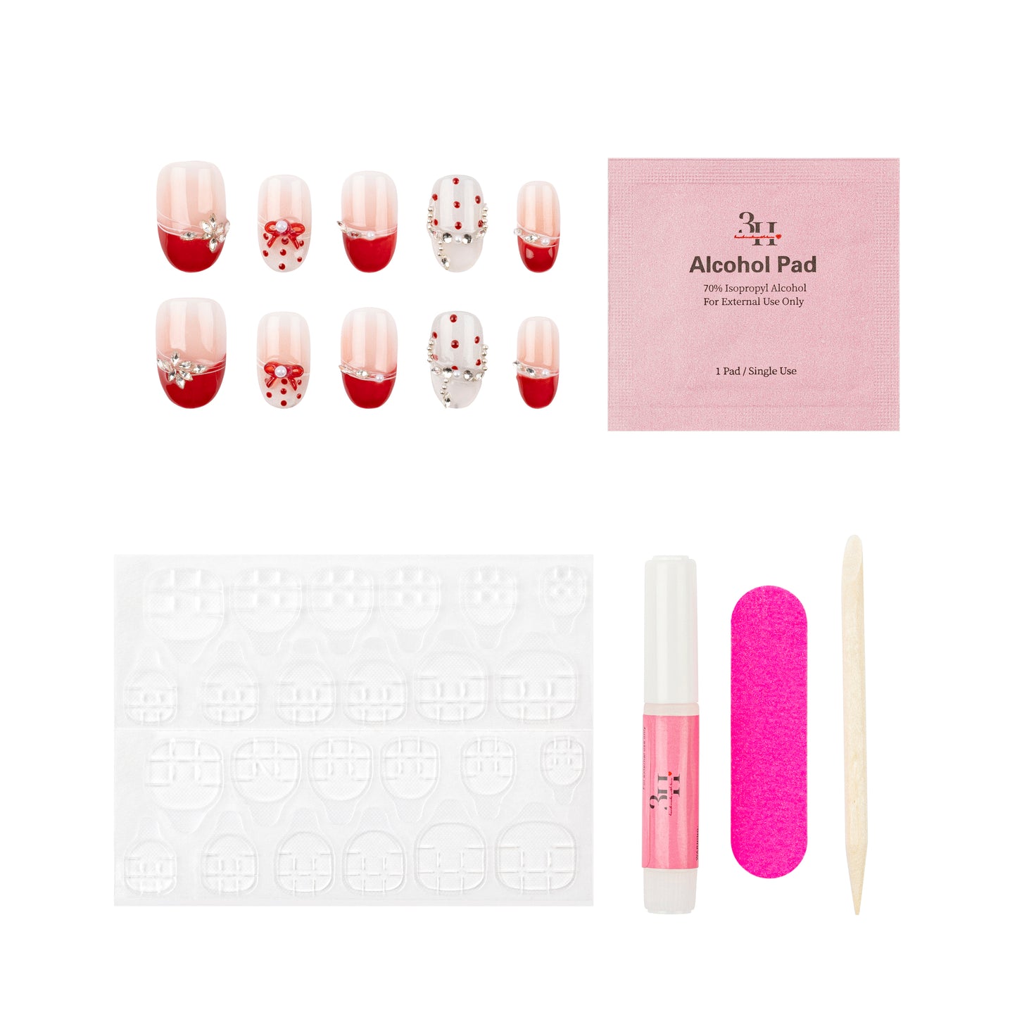 3H Luxury Handmade Press-on Nails - Cherry Kiss