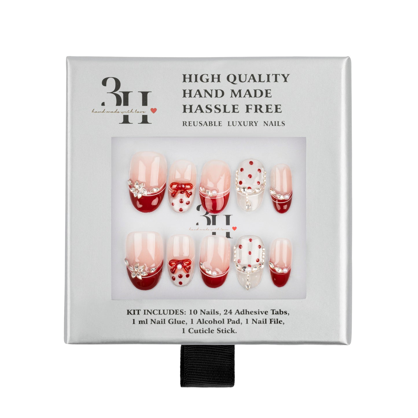 3H Luxury Handmade Press-on Nails - Cherry Kiss