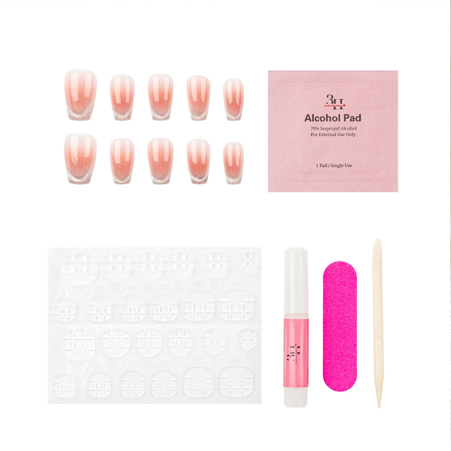 3H Luxury Handmade Press-on Nails - Classic Ombre Elegance - 3H Nails