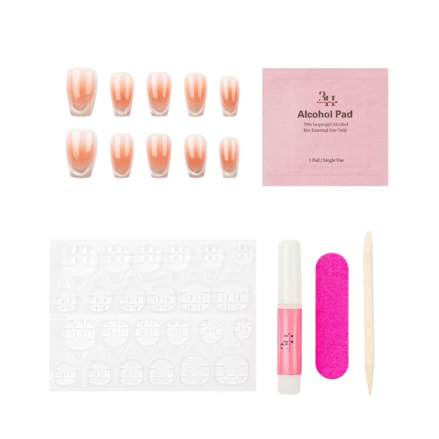 3H Luxury Handmade Press-on Nails - Classic Ombre Elegance - 3H Nails