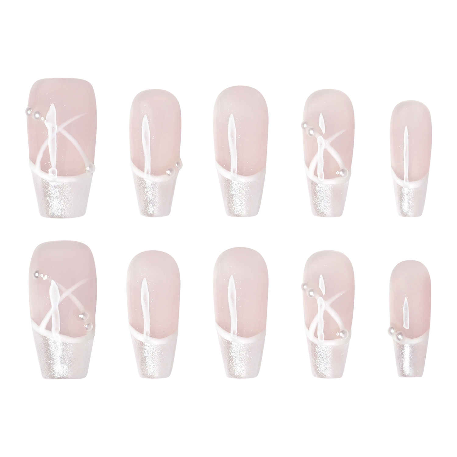 Elegant Lace - Medium Coffin Press-On Nails