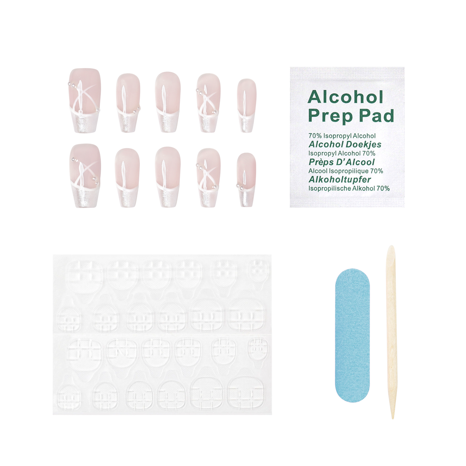 Elegant Lace - Medium Coffin Press-On Nails
