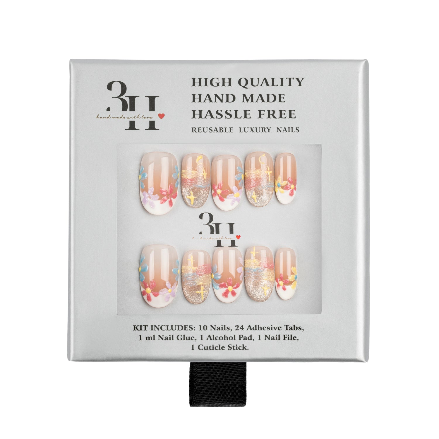 3H Luxury Handmade Press-on Nails - Pastel Petals - 3H Nails