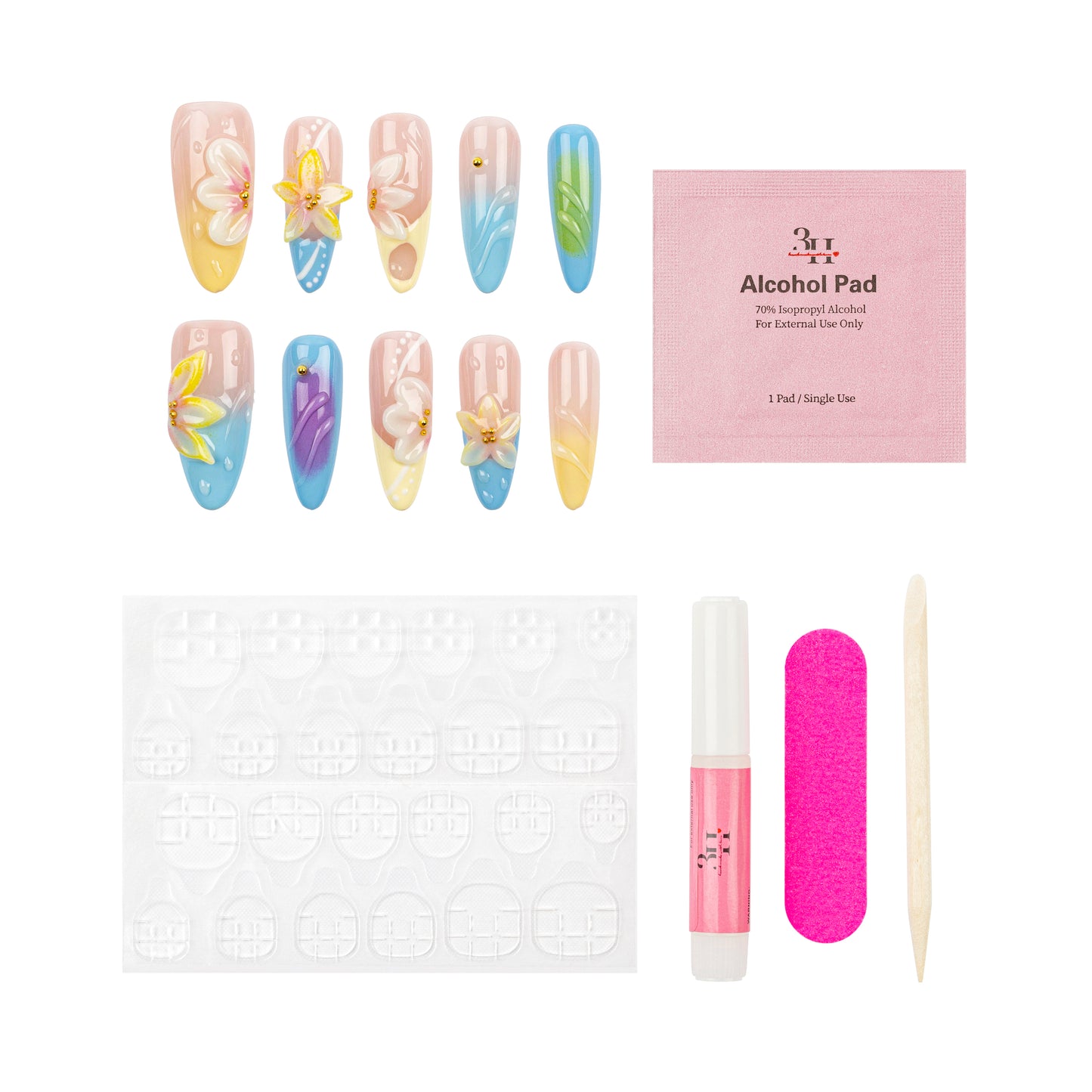 3H Luxury Handmade Press-on Nails - Cotton Candy Dream