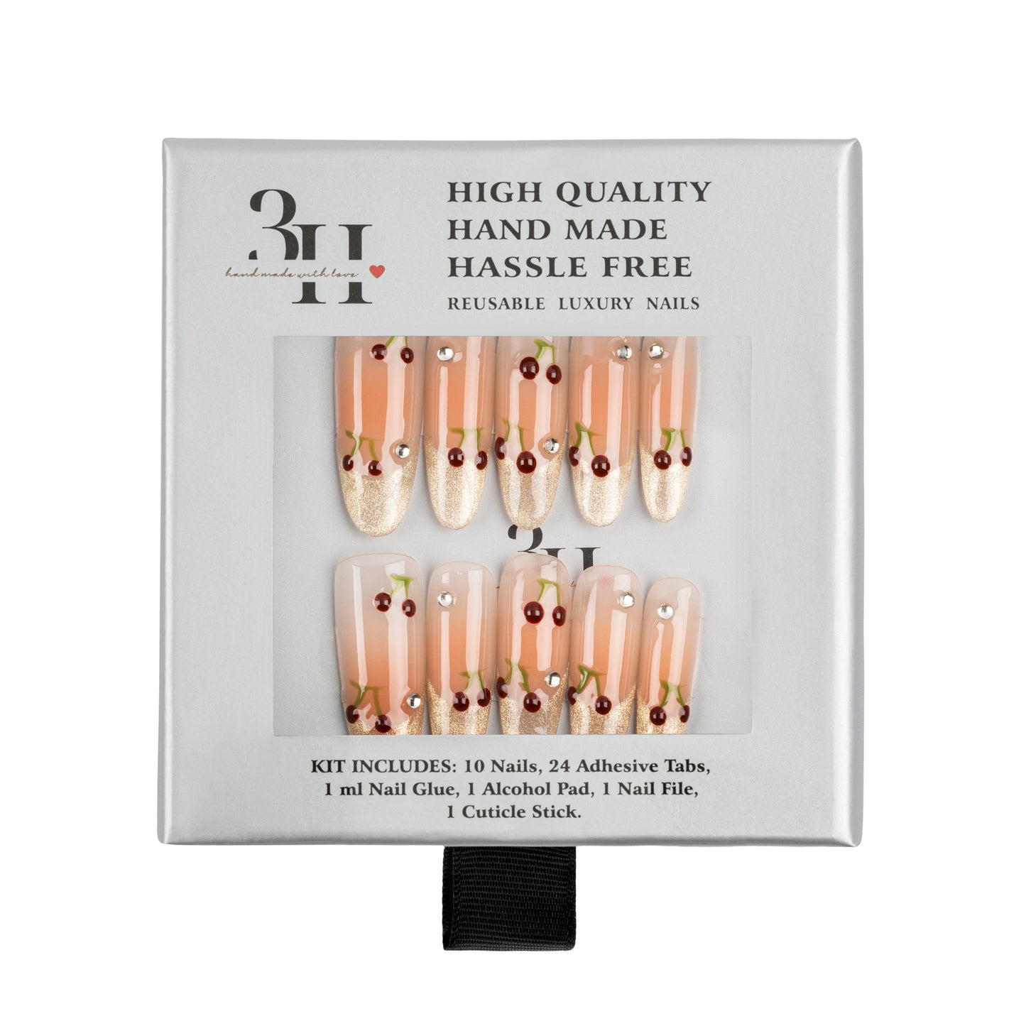 3H Luxury Handmade Press-on Nails - Cherry Bloom