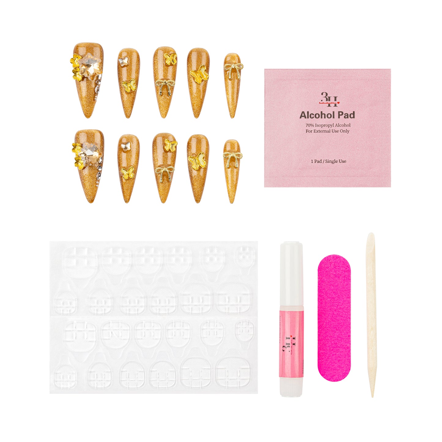 3H Luxury Handmade Press-on Nails - Gold Rush