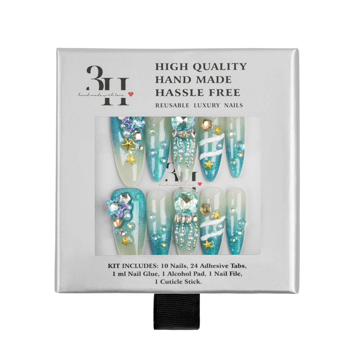 3H Luxury Handmade Press-on Nails - Ocean Goddess - 3H Nails