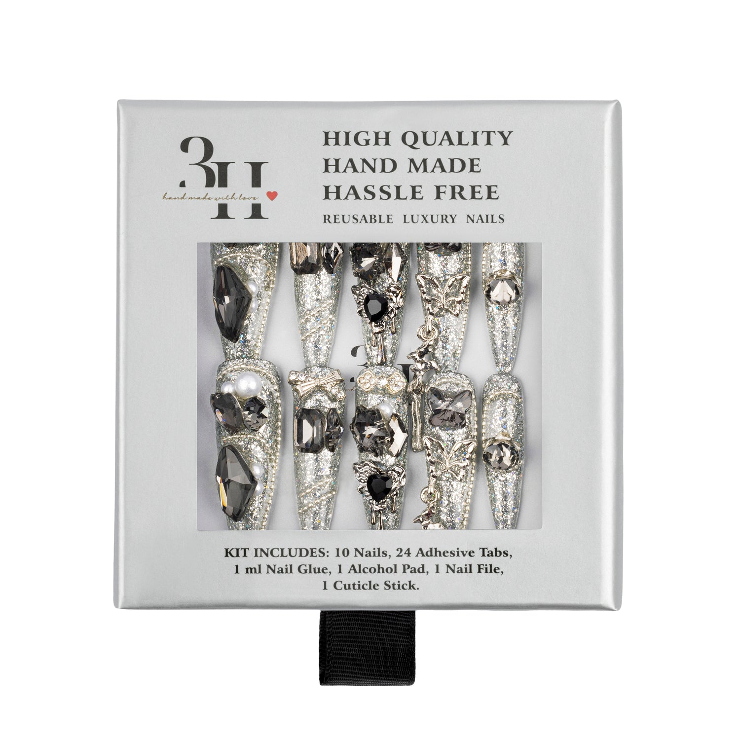 3H Luxury Handmade Press-on Nails - Chrome Dagger - 3H Nails