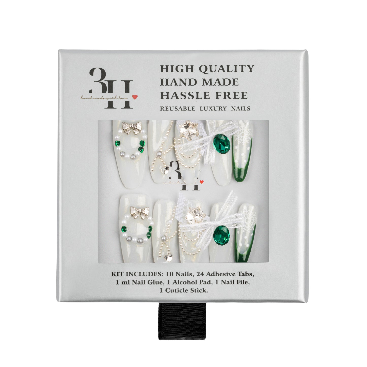 3H Luxury Handmade Press-on Nails - Emerald Noir