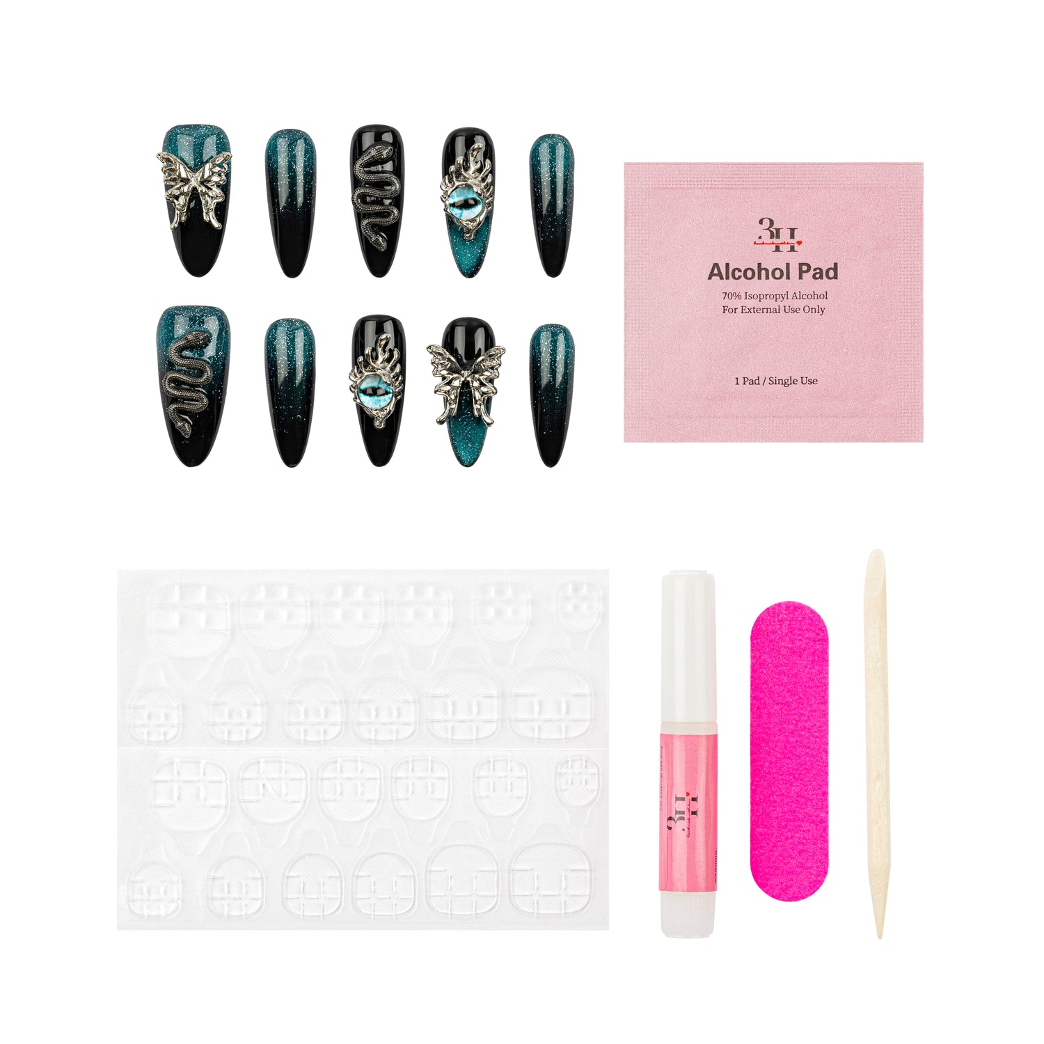 3H Luxury Handmade Press-on Nails - Galaxy Wings - 3H Nails