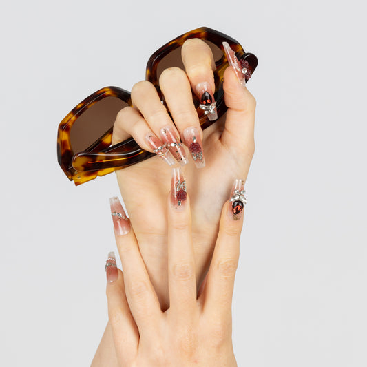 3H Luxury Handmade Press-on Nails - Crimson Rose