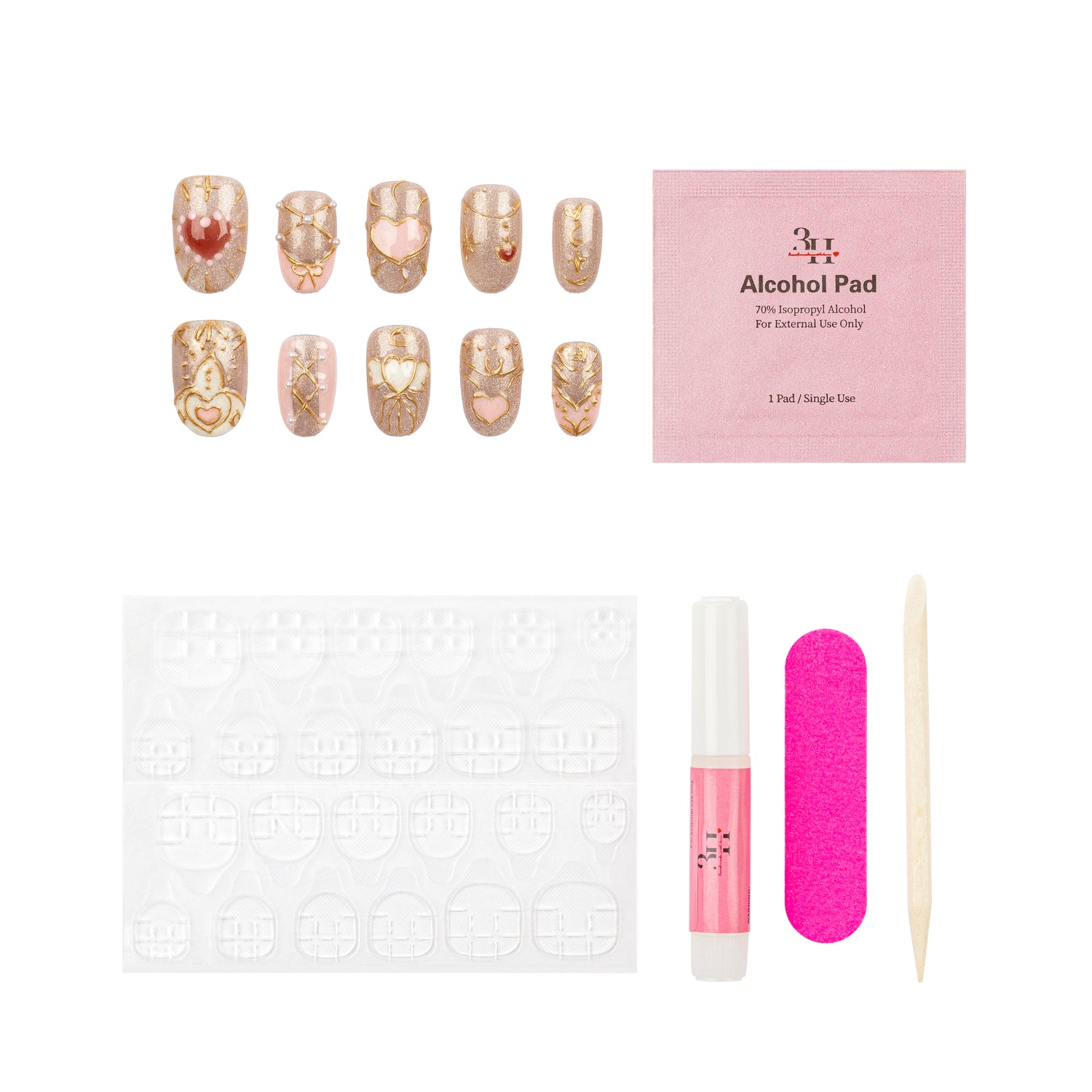 3H Luxury Handmade Press-on Nails - Celestial Heart