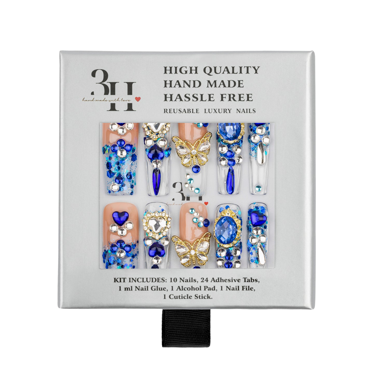 3H Luxury Handmade Press-on Nails - Sapphire Spell