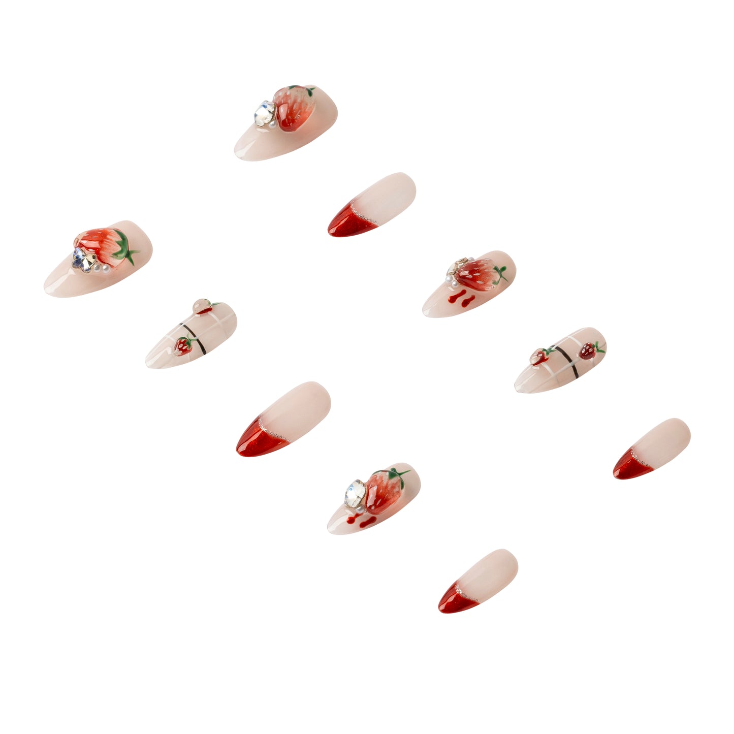 3H Luxury Handmade Press-on Nails - Strawberry Glaze