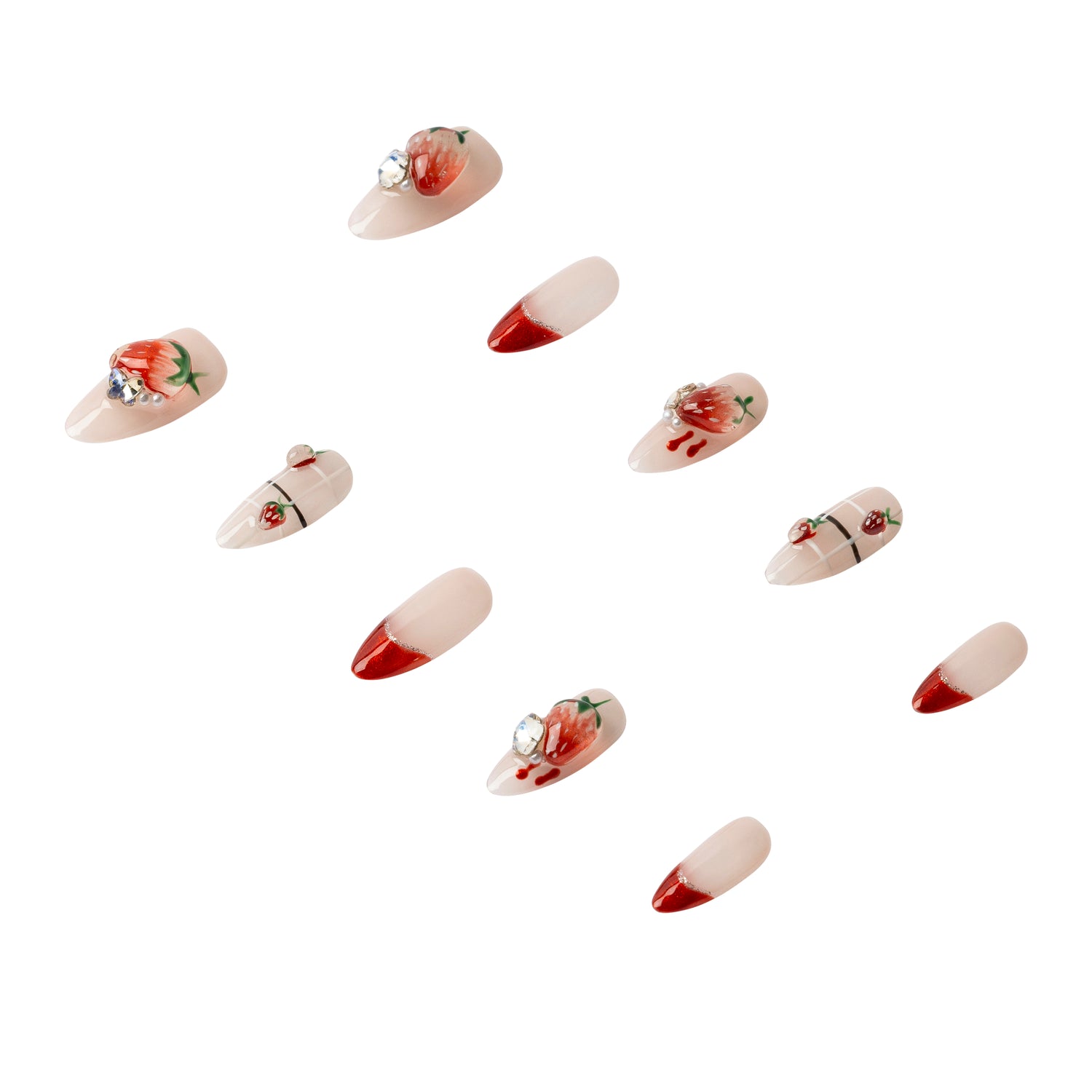 3H Luxury Handmade Press-on Nails - Strawberry Glaze - 3H Nails