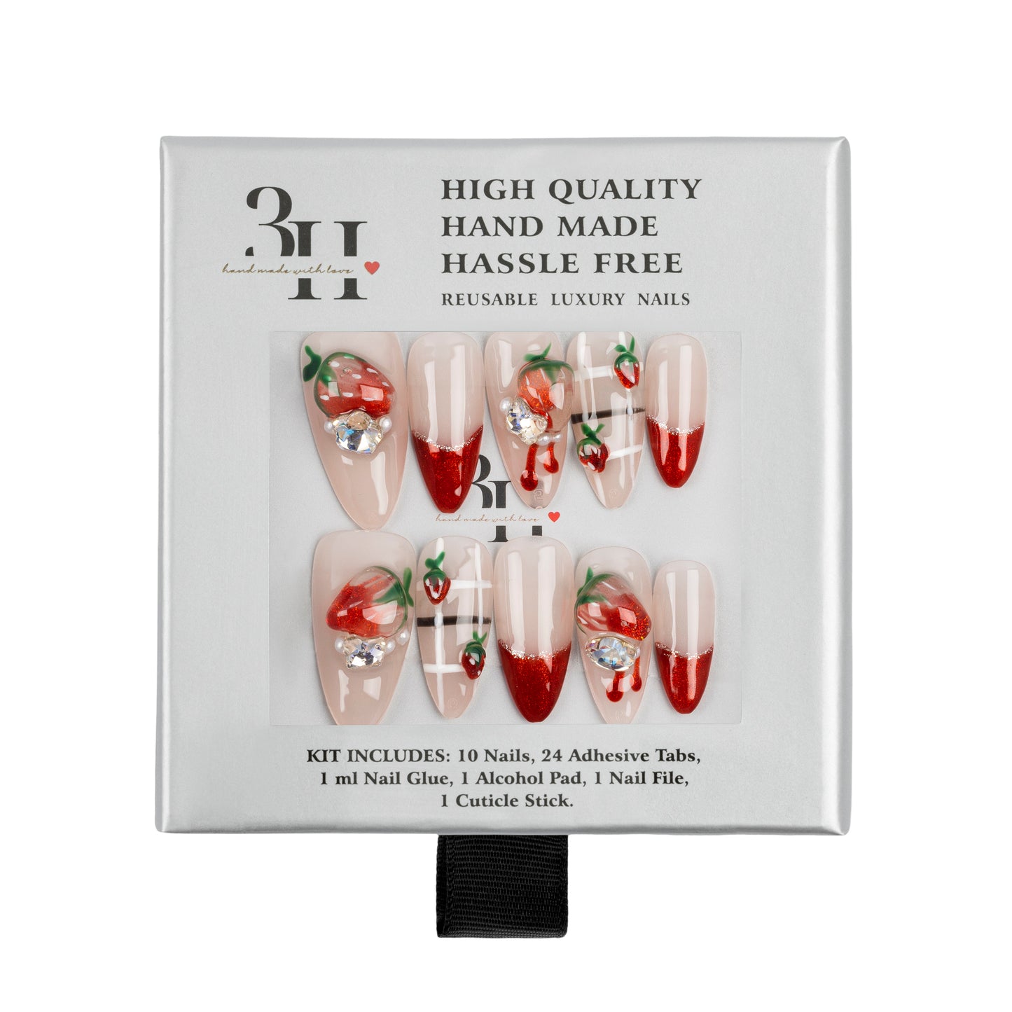 3H Luxury Handmade Press-on Nails - Strawberry Glaze