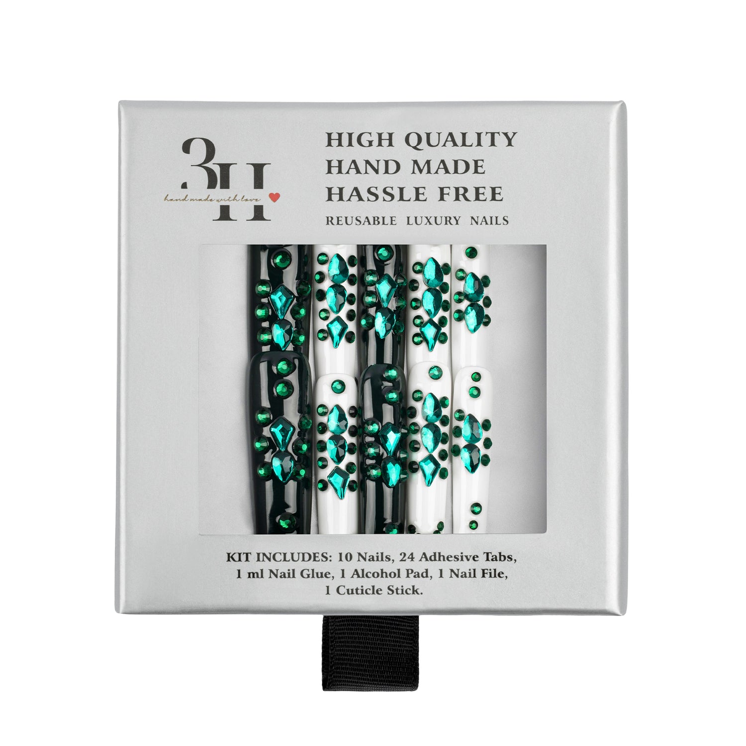 3H Luxury Handmade Press-on Nails - Green Enigma - 3H Nails