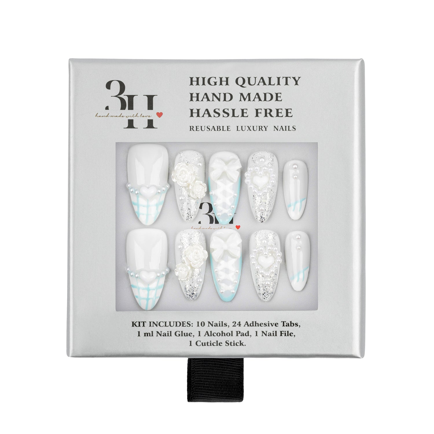 3H Luxury Handmade Press-on Nails - Crystal Frost - 3H Nails