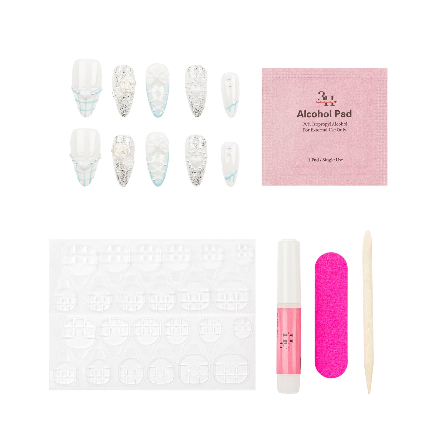 3H Luxury Handmade Press-on Nails - Crystal Frost