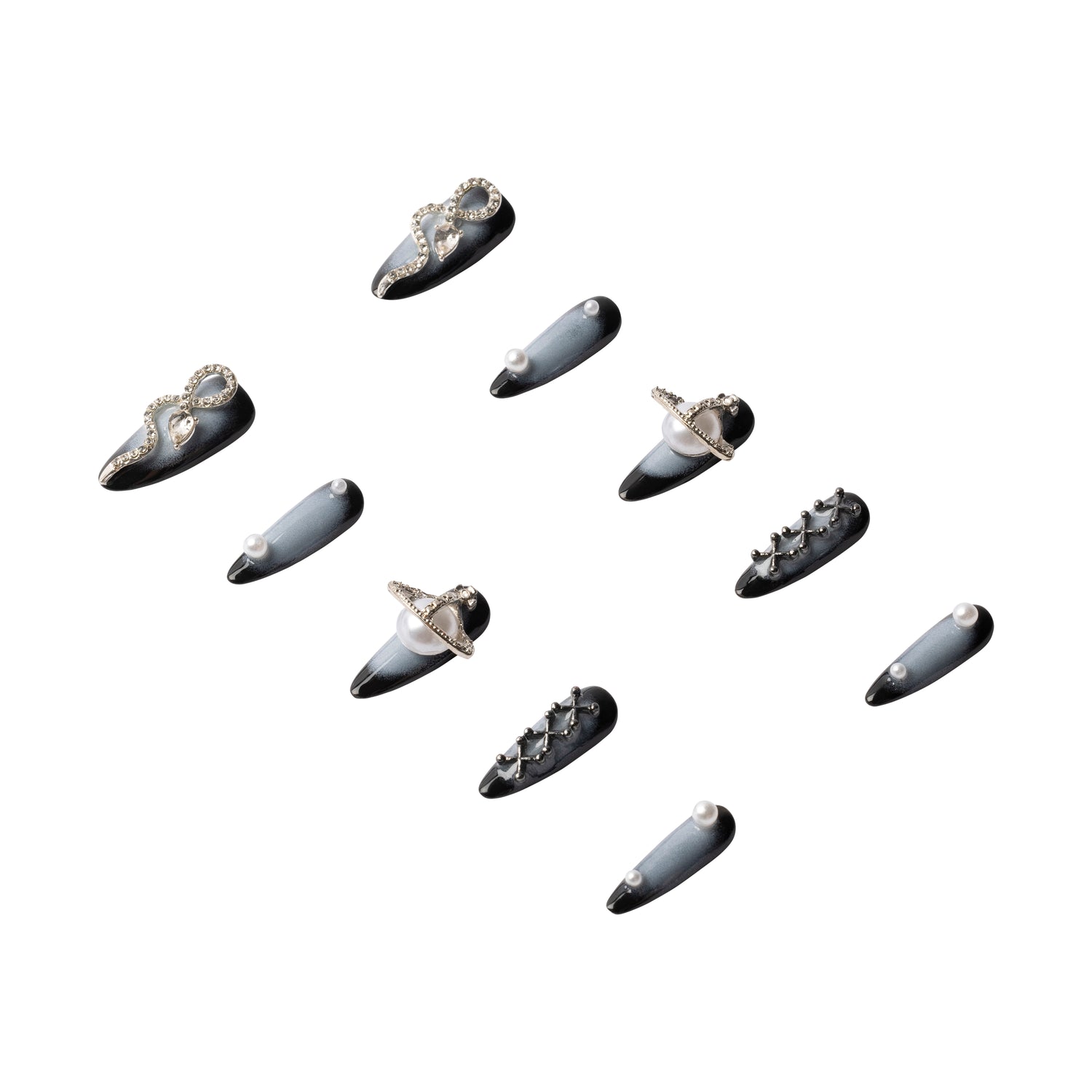 3H Luxury Handmade Press-on Nails - Sapphire Cascade - 3H Nails