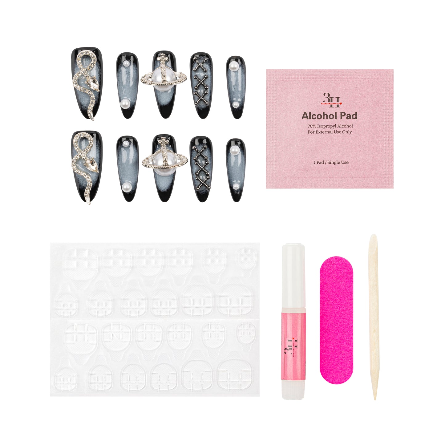 3H Luxury Handmade Press-on Nails - Sapphire Cascade