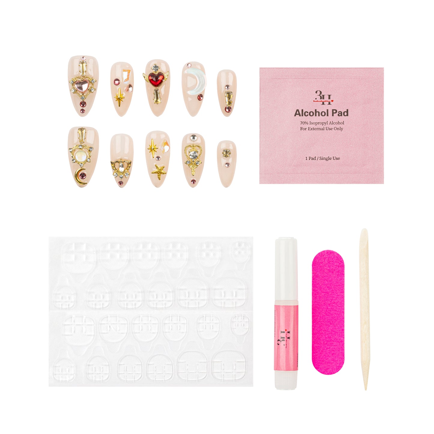 3H Luxury Handmade Press-on Nails - Lunar Bloom