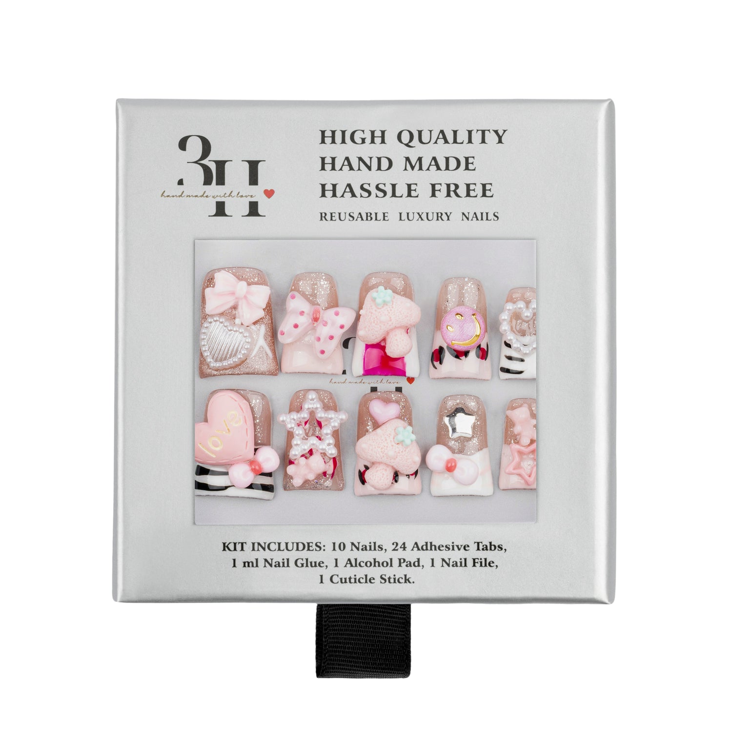 Handmade 3H Nails luxury press-on Duck Nails with natural shape and smooth finish, showcasing elegant nail design.