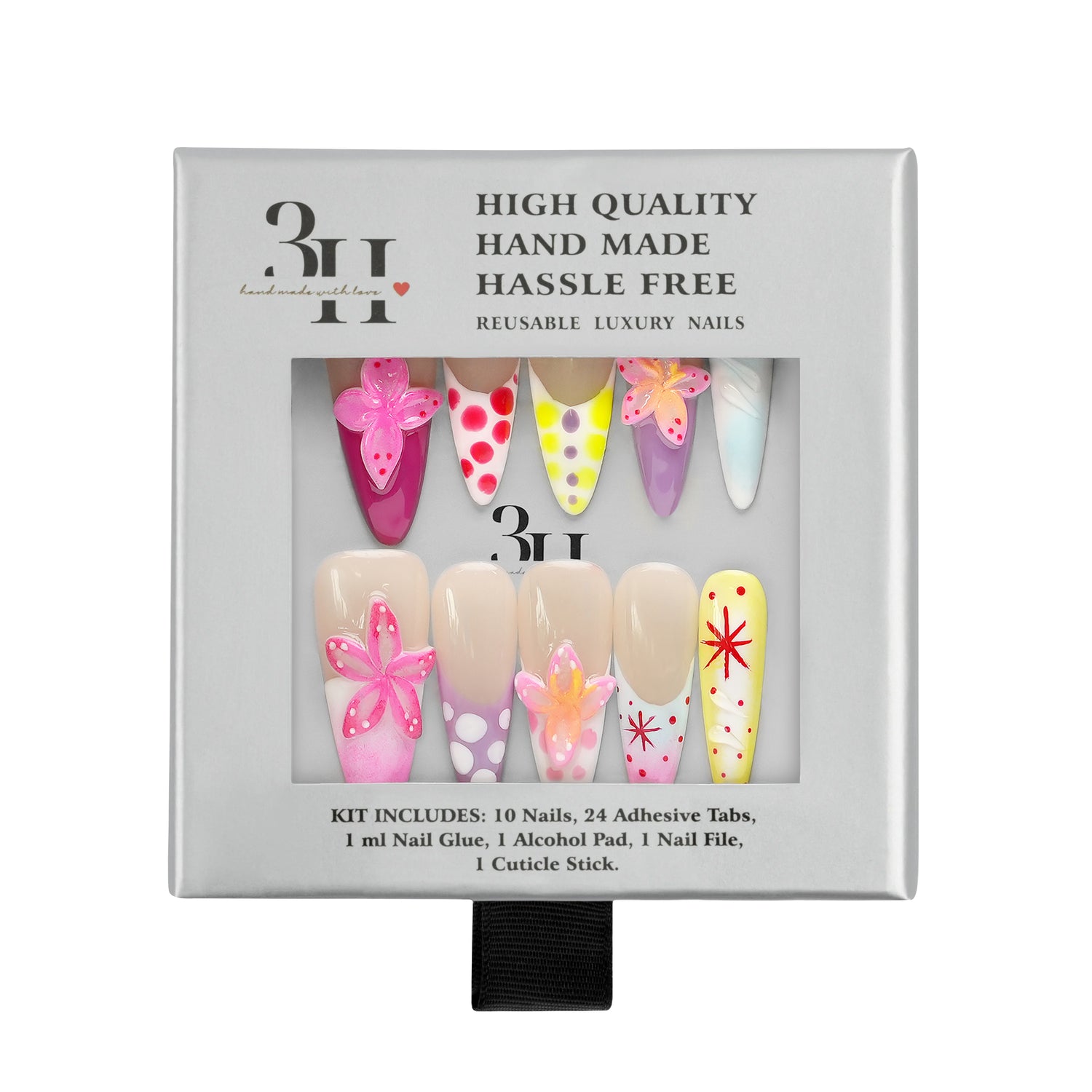 3H Luxury Handmade Press-on Nails - Garden Flutter