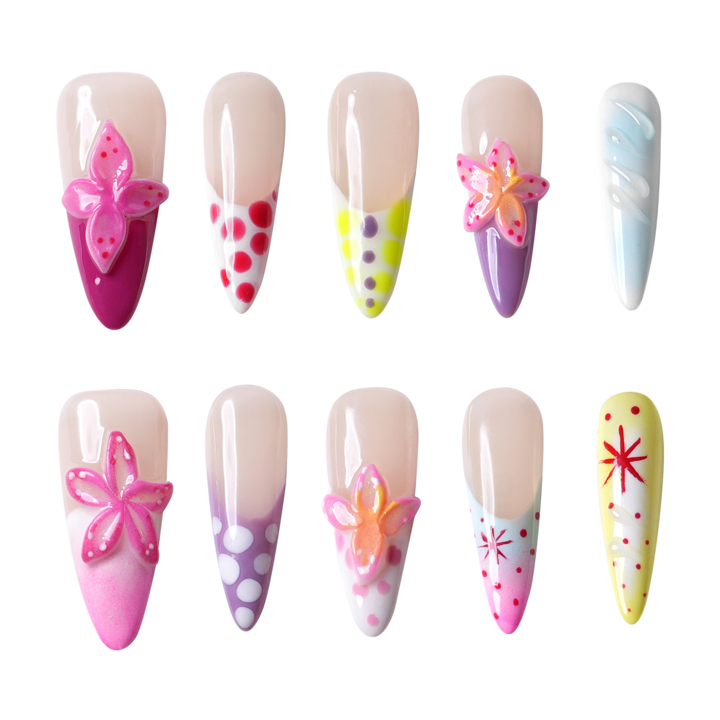 3H Luxury Handmade Press-on Nails - Garden Flutter