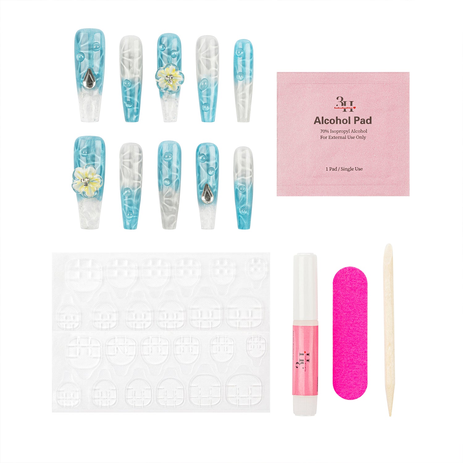 3H Luxury Handmade Press-on Nails - Paradise Flower - 3H Nails