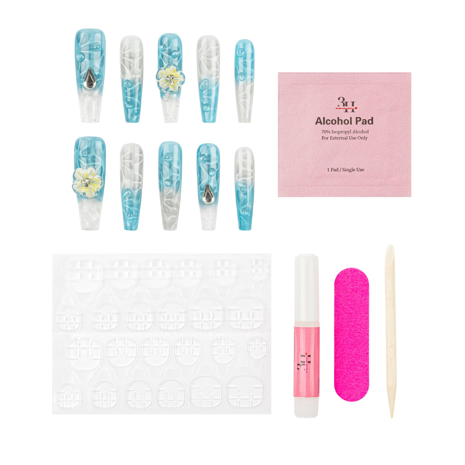 3H Luxury Handmade Press-on Nails - Paradise Flower