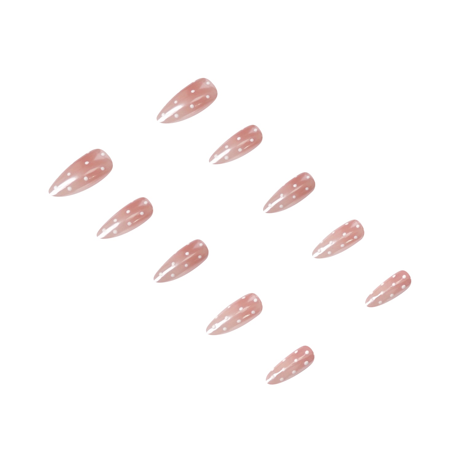 3H Nails Sunkissed 3H Luxury Handmade Press-on Nails displayed on a neutral background, showcasing their natural shape and glossy finish.