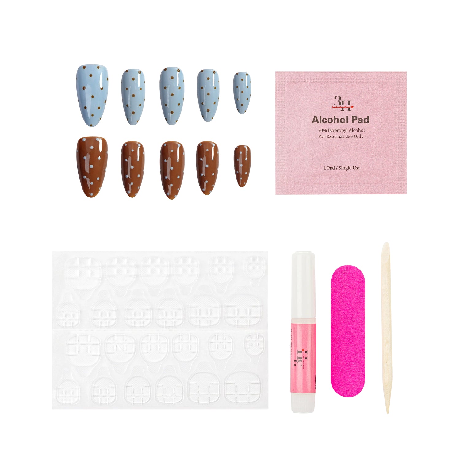 Handmade 3H Nails 3H Luxury Press-on Nails in Pebbles design, featuring natural stone-like texture and neutral color tones.