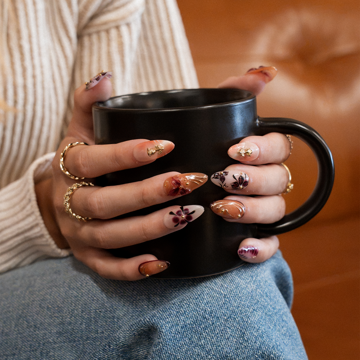 Cocoa Blossom - Long Almond Press-On Nails - 3H Nails