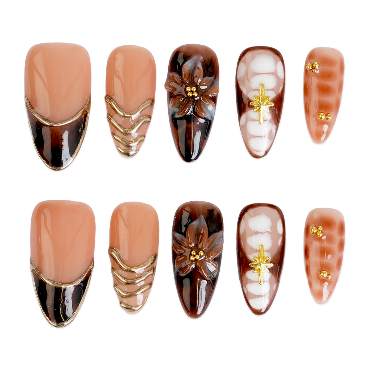 Cocoa Petals - Medium Almond Press-On Nails - 3H Nails