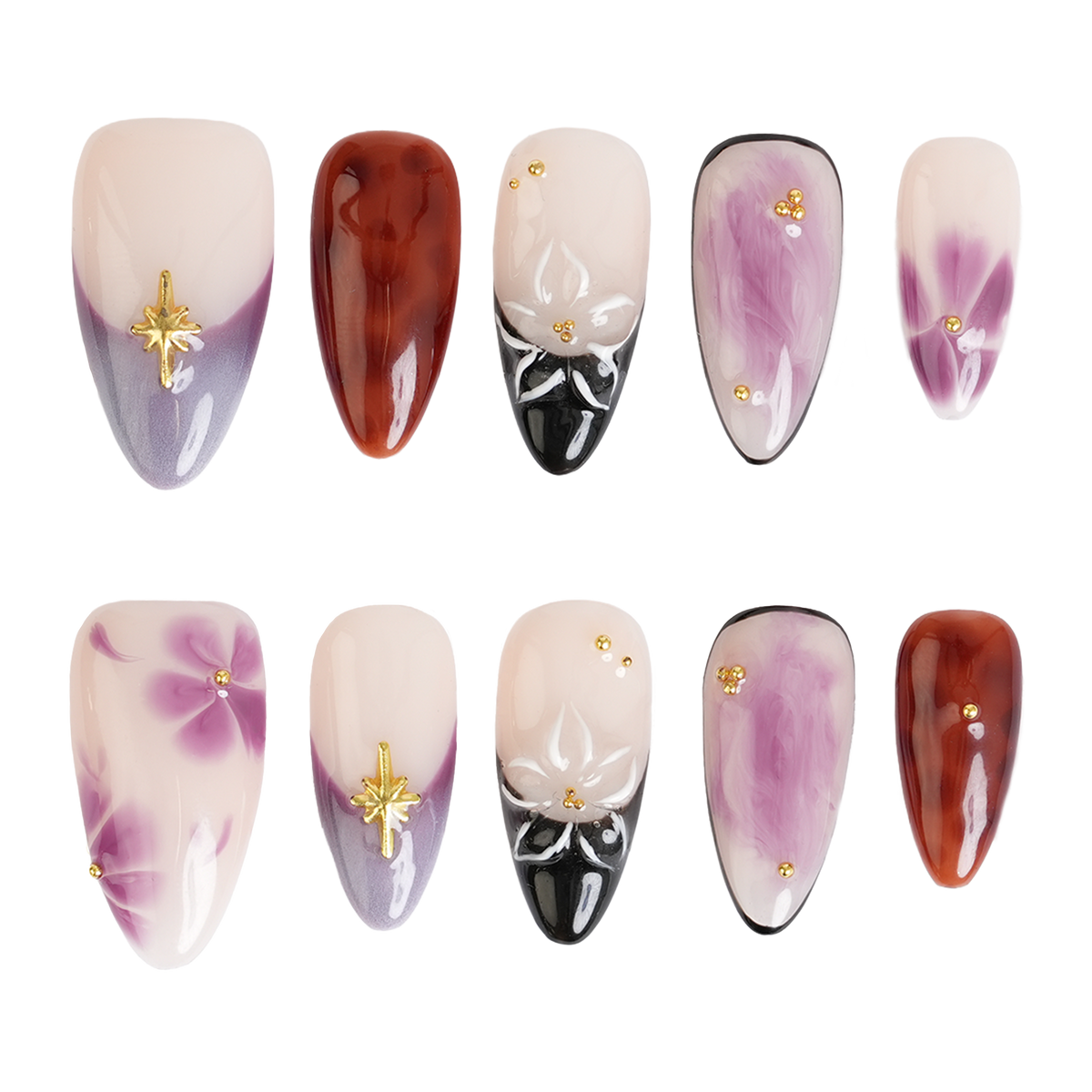 Lavender Latte - Medium Almond Press-On Nails - 3H Nails