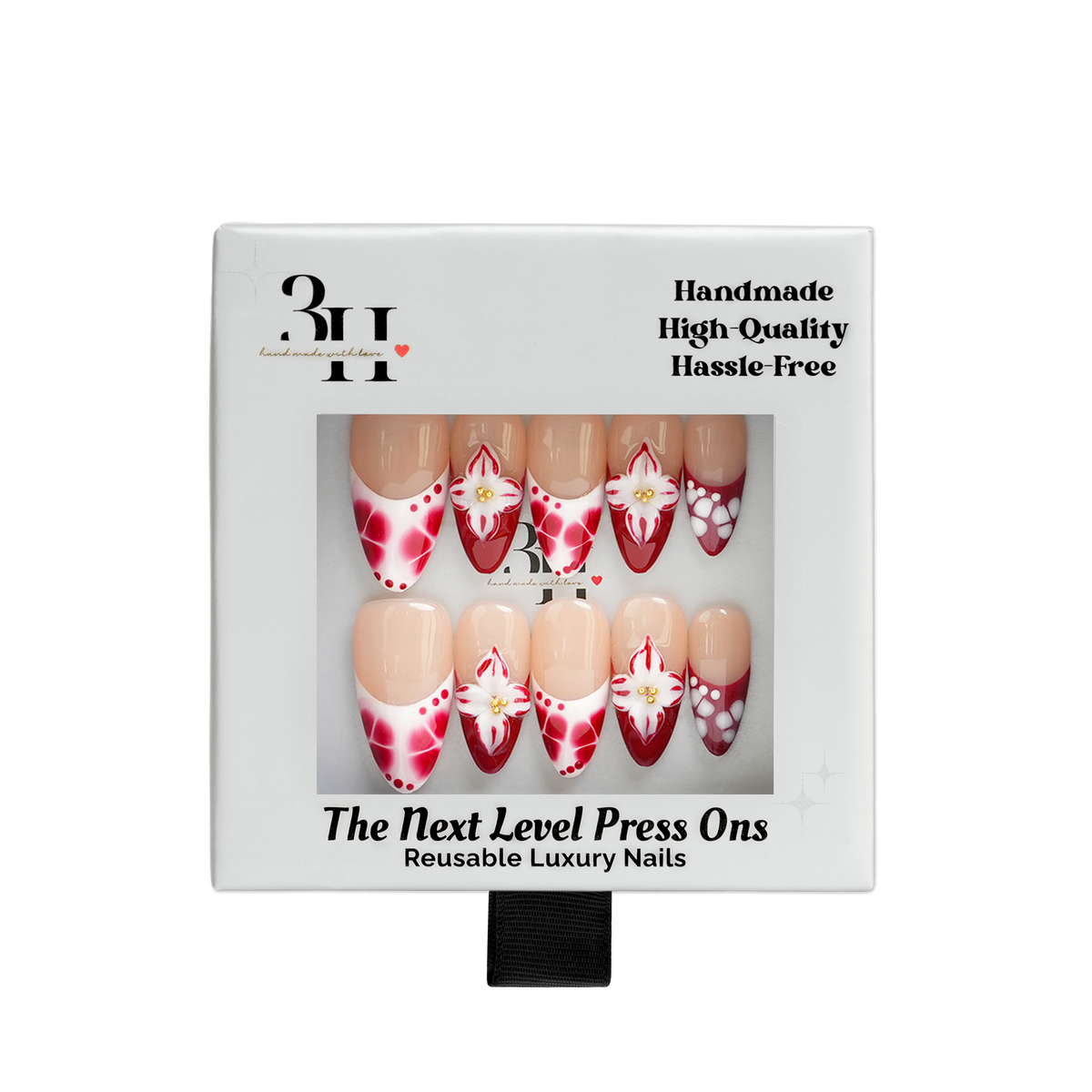 Red Velvet - Medium Almond Press-On Nails - 3H Nails