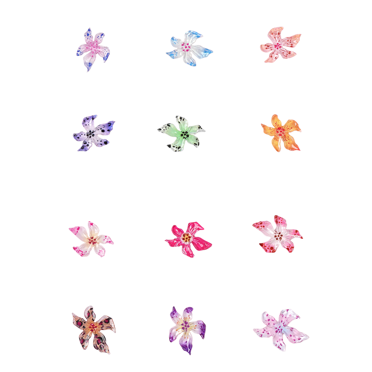 3H Nails Gel Nail Extension Starter Kit with orchid blossom design, includes polish bottles, tools, and nail extensions on a white background.