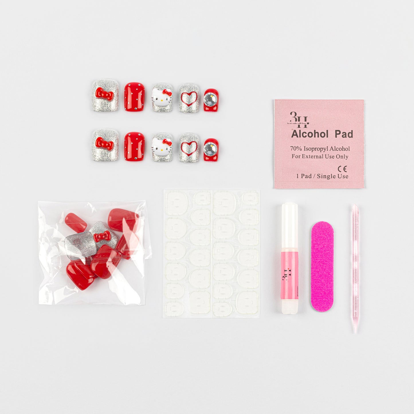 Hello Kitty Luxury 3D Handmade Press-On Nails