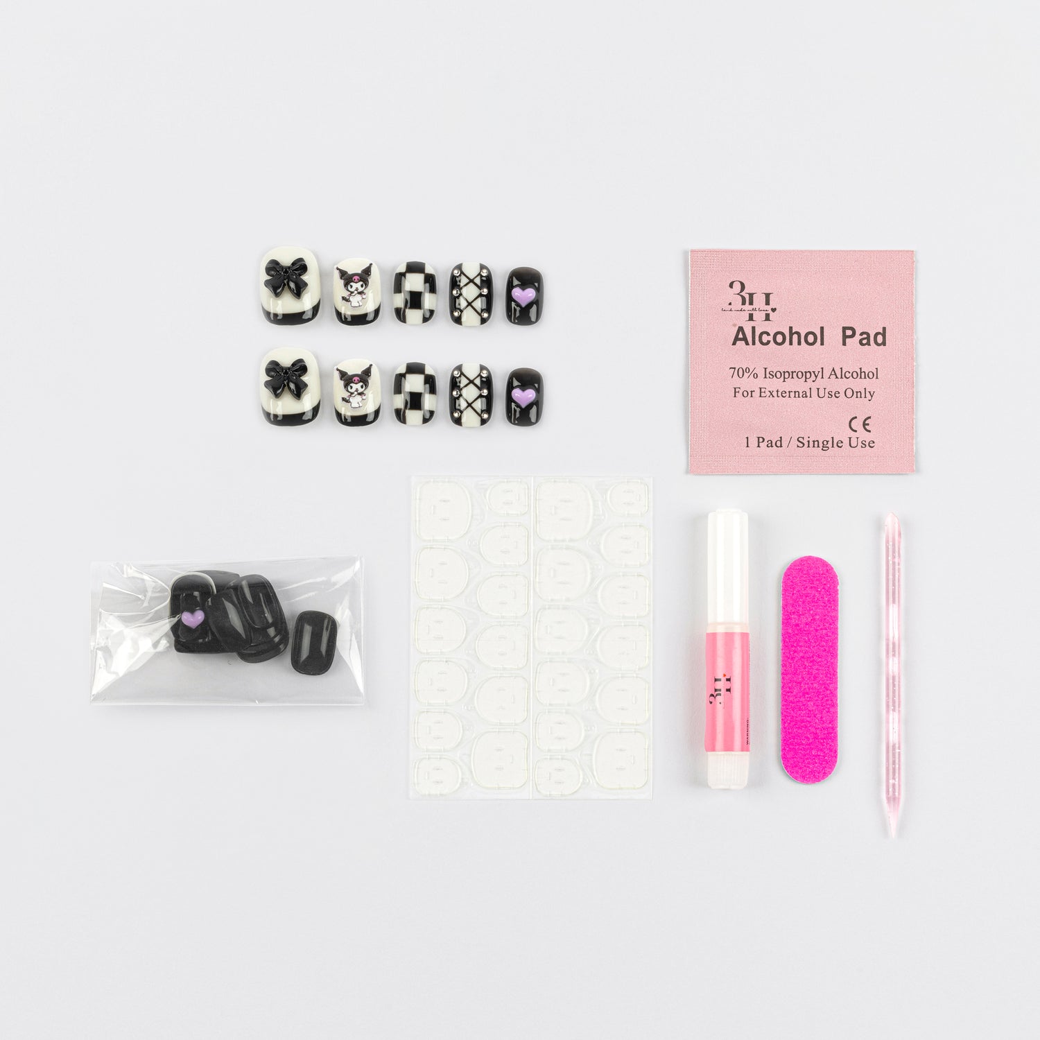 Kuromi 3D Luxury Handmade Press-On Nails - 3H Nails