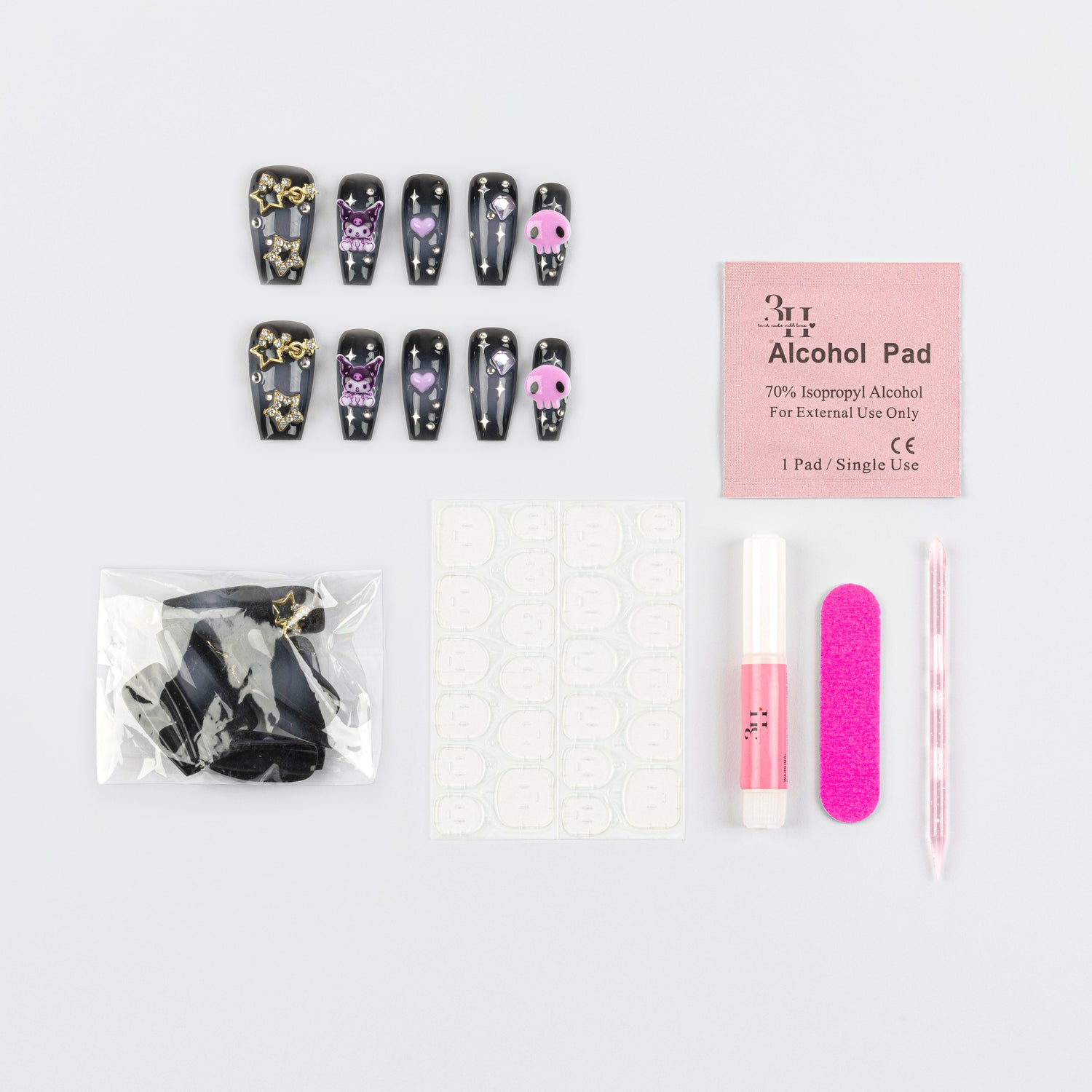 Kuromi 3D Luxury Handmade Press-On Nails - 3H Nails