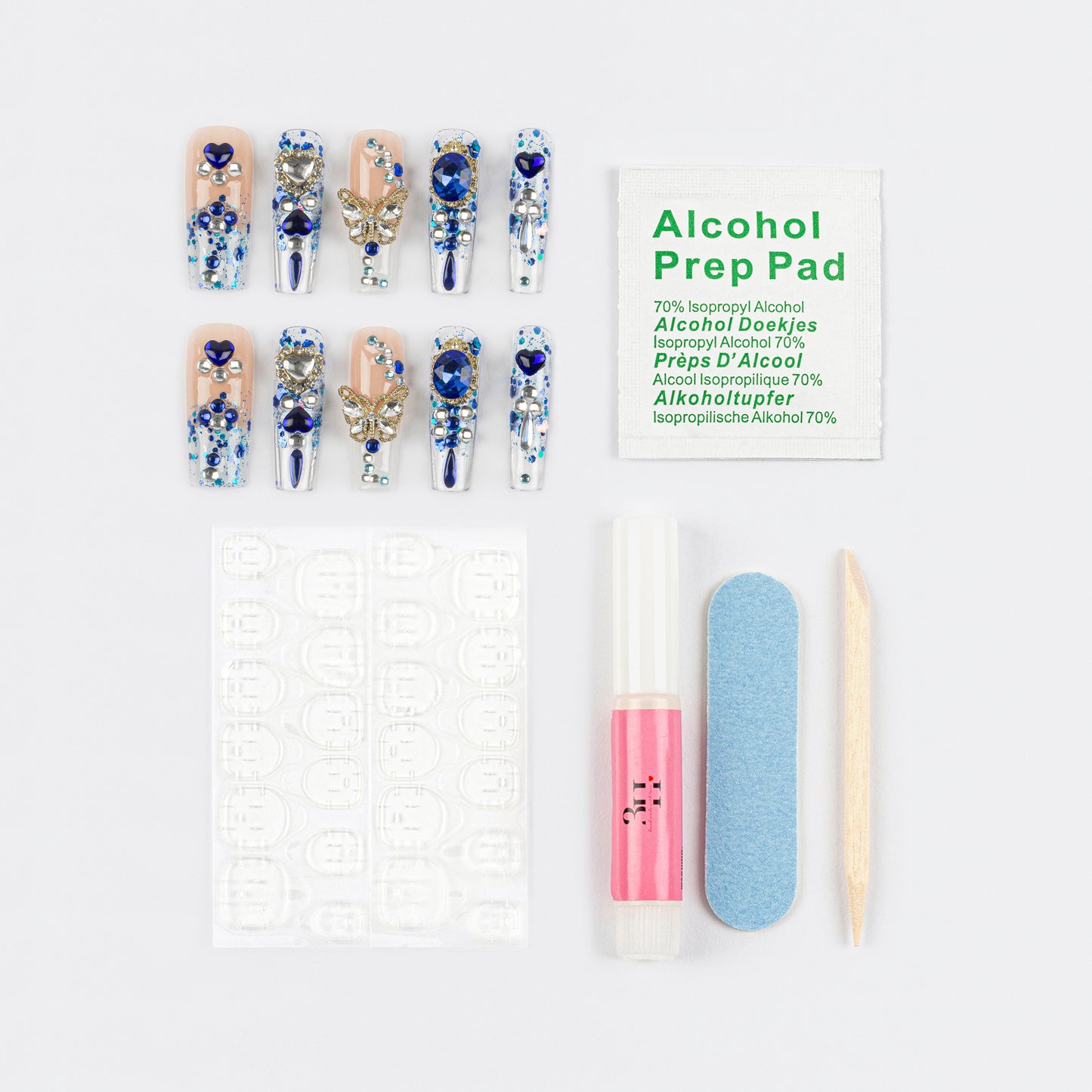 3H Luxury Handmade Press-on Nails - Sapphire Spell