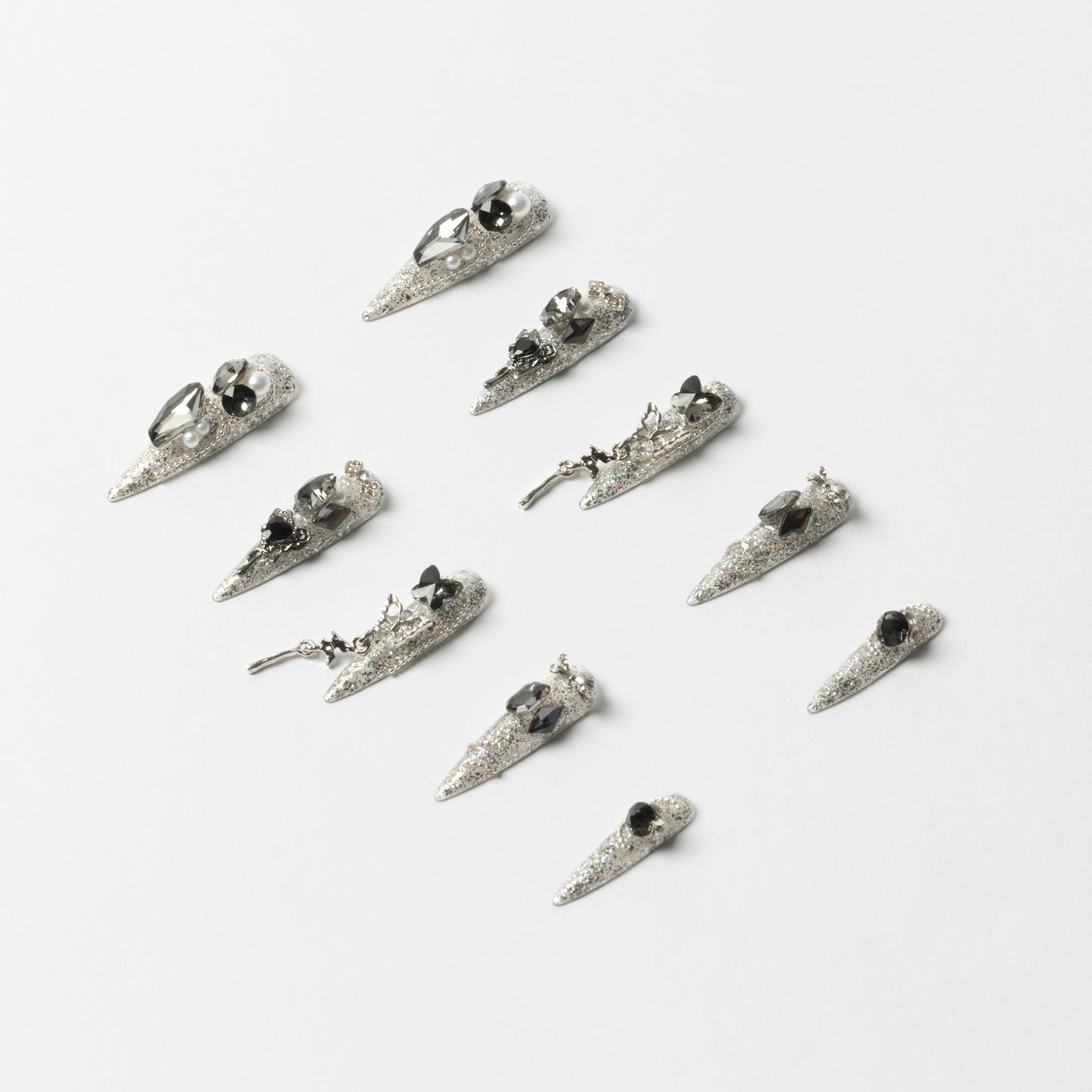 3H Luxury Handmade Press-on Nails - Chrome Dagger