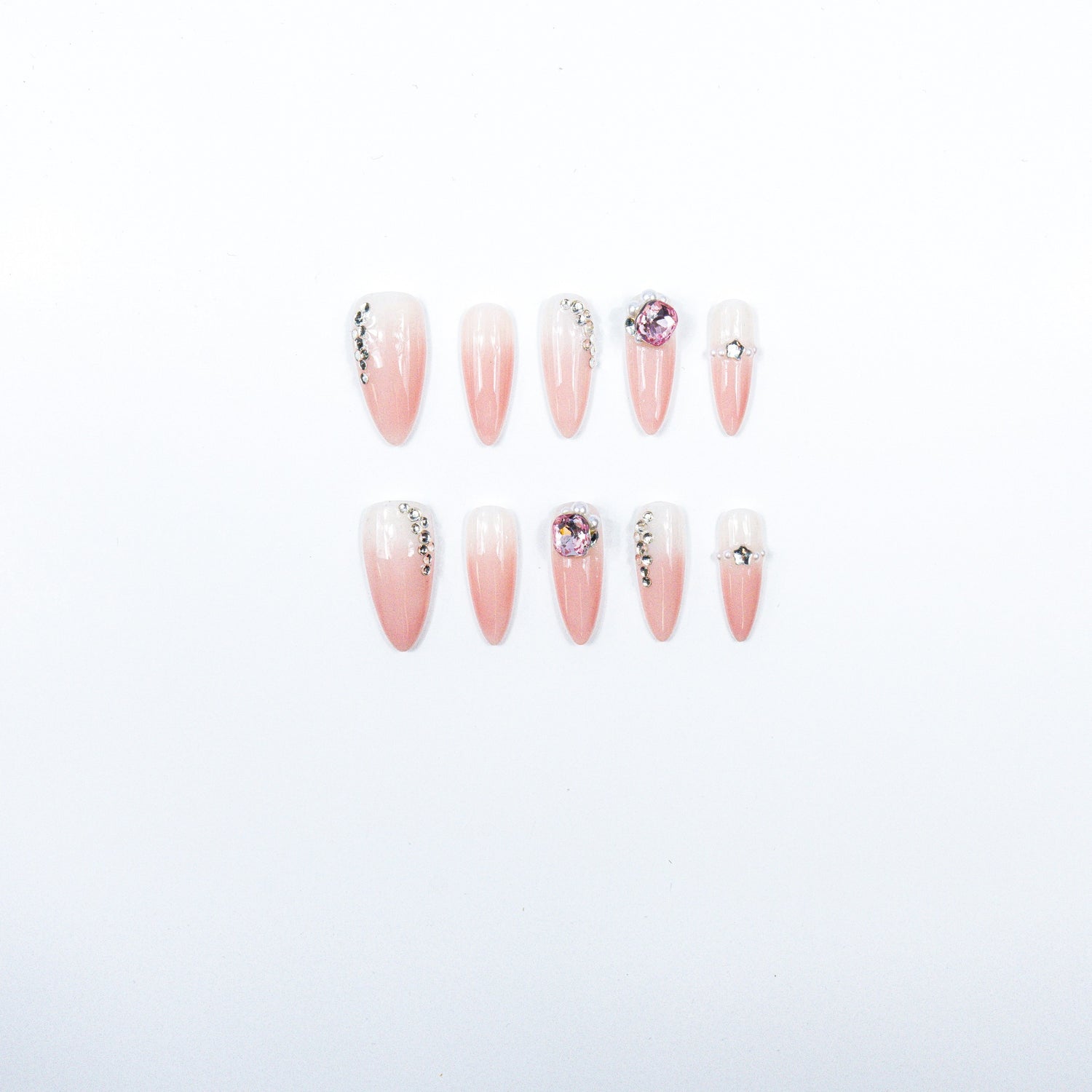3H Luxury Handmade Press-on Nails - Blush Gem Elegance Nails - 3H Nails
