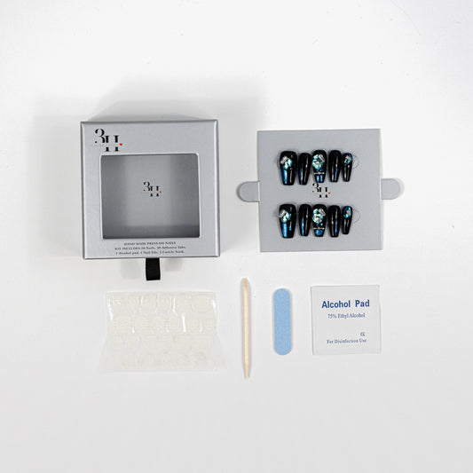 3H Luxury Handmade Press-on Nails - Midnight Turquoise